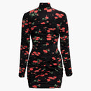 H&m X Magda Butrym Rose-appliqued Mock Turtleneck Dress Black/roses