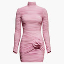 H&m X Magda Butrym Rose-appliqued Mock Turtleneck Dress Light Pink