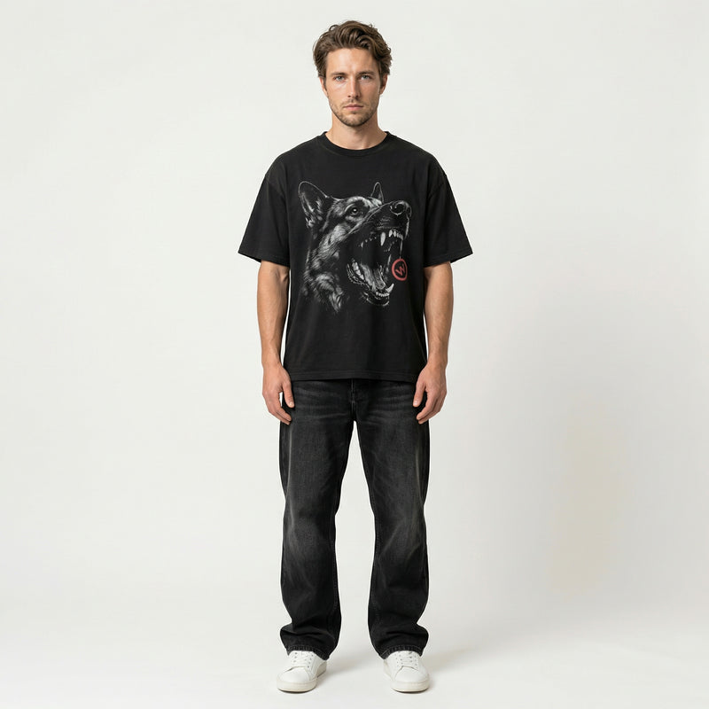 Warman Agressive Dog Graphic T-Shirt Black