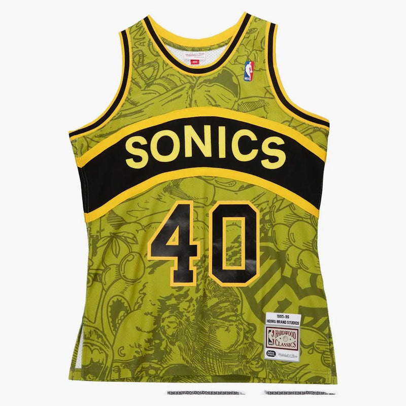 Hebru Brantley X Mitchell & Ness Seattle Sonics Jersey Green