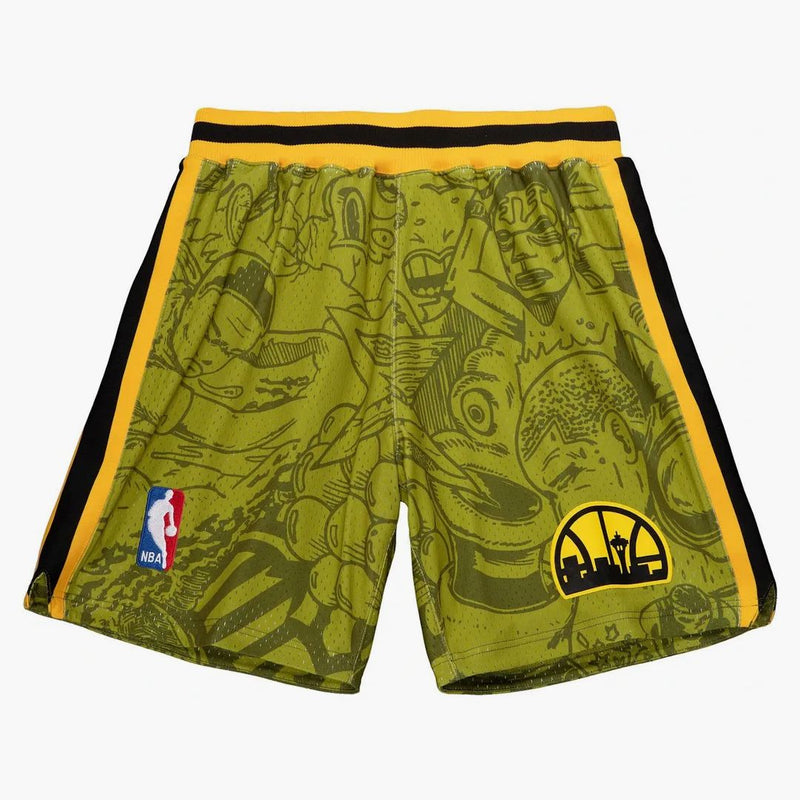 Hebru Brantley x Mitchell y Ness Seattle Sonics Shorts Green