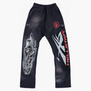 Hellstar Airbrushed Skull Flare Bottom Sweatpants Midnight Dye Black