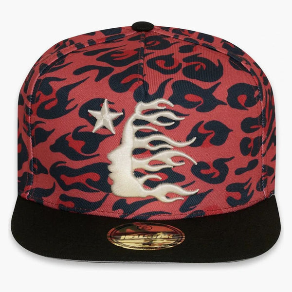 Hellstar Cheetah Print Snapback Hat Red