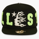 Hellstar Og Patch Fitted Hat Black/neon Green