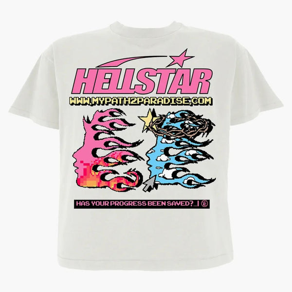 Camiseta de píxel de Hellstar-compra blanca en Hypeneedz