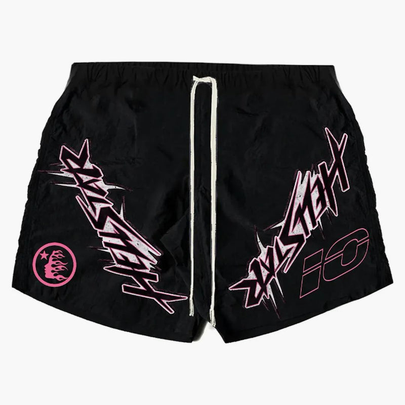 Hellstar Waxed Nylon Athletic Shorts Black