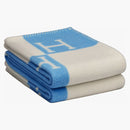 Hermes Avalon Baby Blanket Bleu Genievre/Blanc