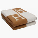Hermes Avalon Throw Blanket Ecru/camel