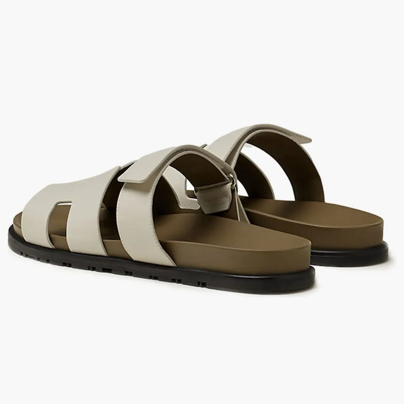 Hermes Chypre Sandal Beige Glaise vert Toundra Graned Leather (M)