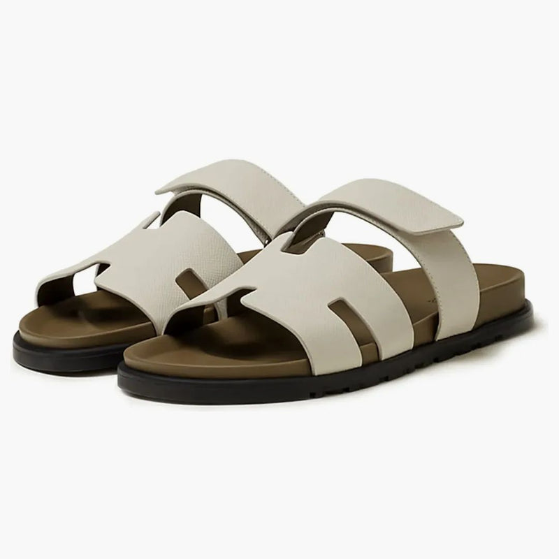 Hermes Chypre Sandal Beige Glaise vert Toundra Graned Leather (M)