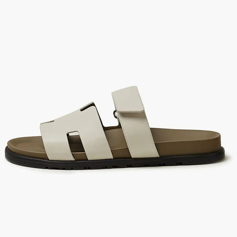 Hermes Chypre Sandal Beige Glaise vert Toundra Graned Leather (M)
