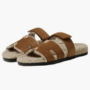 Hermes Chypre Sandal Brun Fume Suede Woolskin (M)