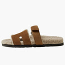 Hermes Chypre Sandal Brun Fume Suede Woolskin (M)