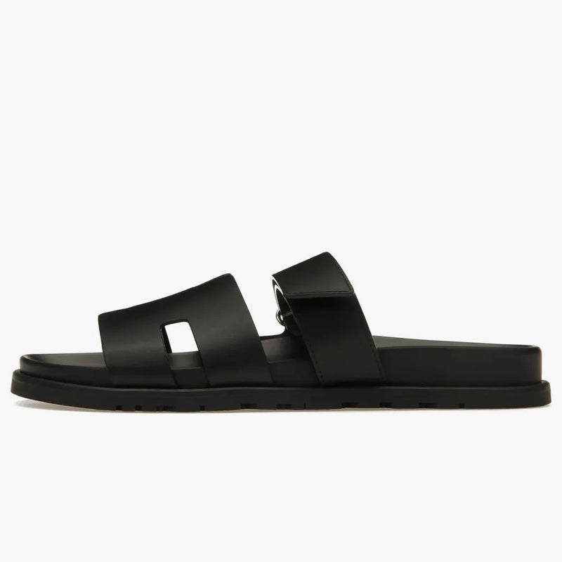 Hermes Chypre Sandal Noir Calfskin Leather (m)