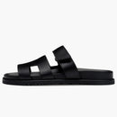 Hermes Chipre Sandal Sandal Noir Torn de cuero (mujer)