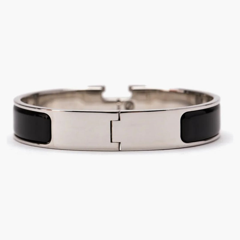 Hermes clic h náramek Palladium-tóne pm noir