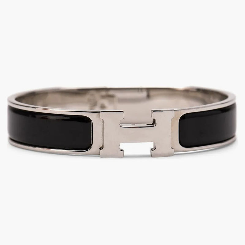 Hermes clic h náramek Palladium-tóne pm noir
