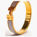 Hermes Clic Clac h enamel Narrow PM Gold/White