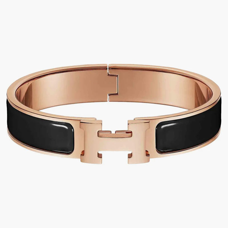 Hermes Clic H Bracelet Pm Rose Gold-tone Black