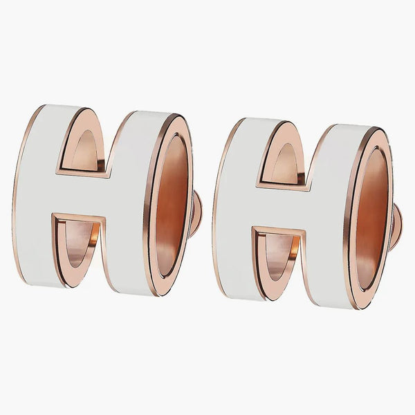 Hermes náušnice pop h mini blanc