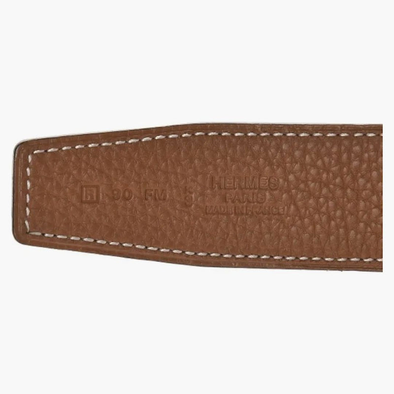 Hermes Guilloche H Box/togo Gold Plated 32mm Black
