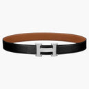 Hermes H Belt Buckle & Reversible Leather Strap 32mm Noir/Gold
