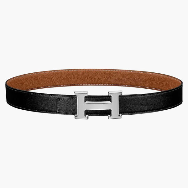 Hermes H Belt Buckle & Reverzibilní kožený popruh 32mm Noir/Gold