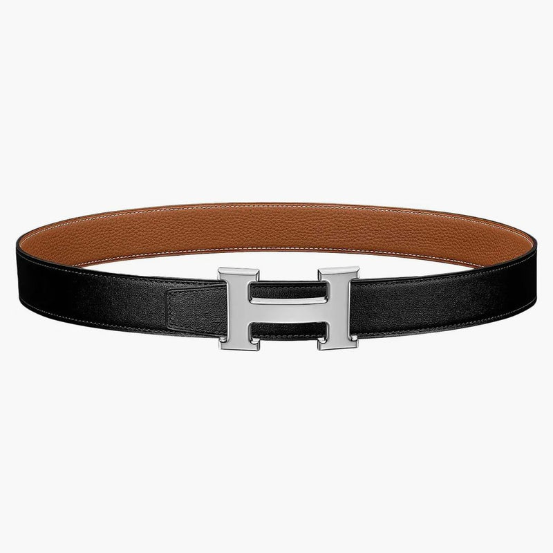 Hermes H Belt Buckle & Reverzibilní kožený popruh 32mm Noir/Gold