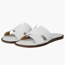 Hermes izmir sandalo blanc in pelle di pelle liscia