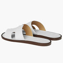 Hermes izmir sandalo blanc in pelle di pelle liscia