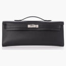 Hermes Kelly Cut Pochette Swift Palladium Black