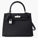 Hermes Kelly Sellier Epsom Palladium 25 Noir