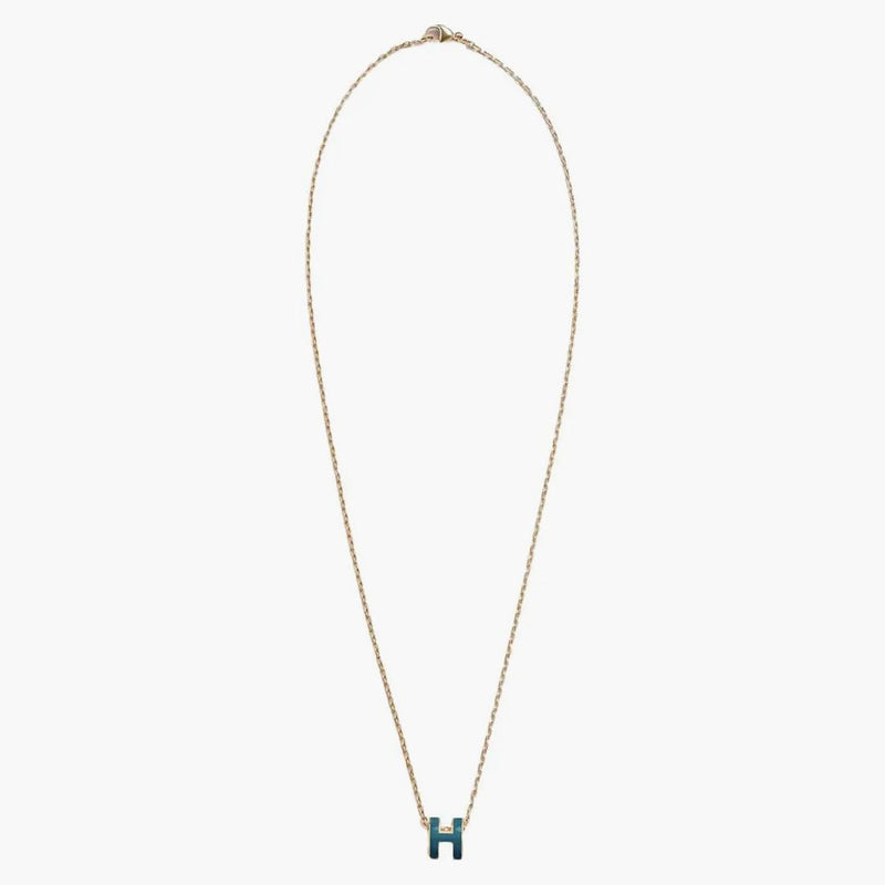 Hermes Mini Pop H přívěsek zlatý tóne Bleu Jean