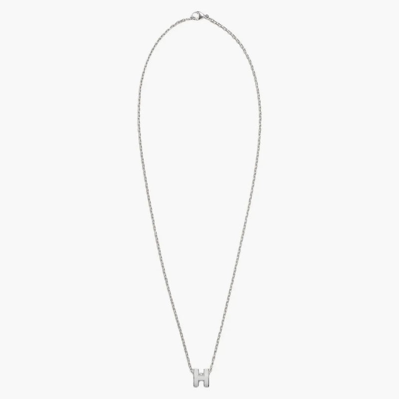Hermes Mini Pop H přívěsek Palladium-Tone Blanc