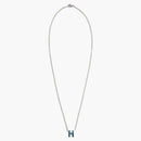 Hermes Mini Pop H Pendant Palladium-Tone Bleu Jean