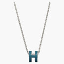 Hermes Mini Pop H Pendant Palladium-Tone Bleu Jean