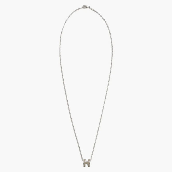Hermes Mini Pop H H Pendant Palladium-Tone Marron Glace