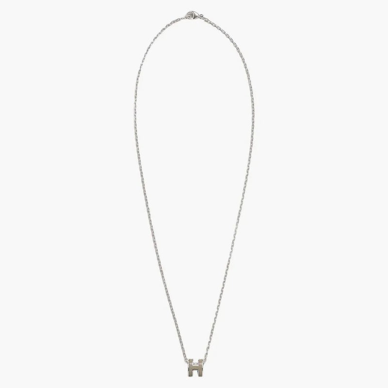 Hermes Mini Pop H H Pendant Palladium-Tone Marron Glace