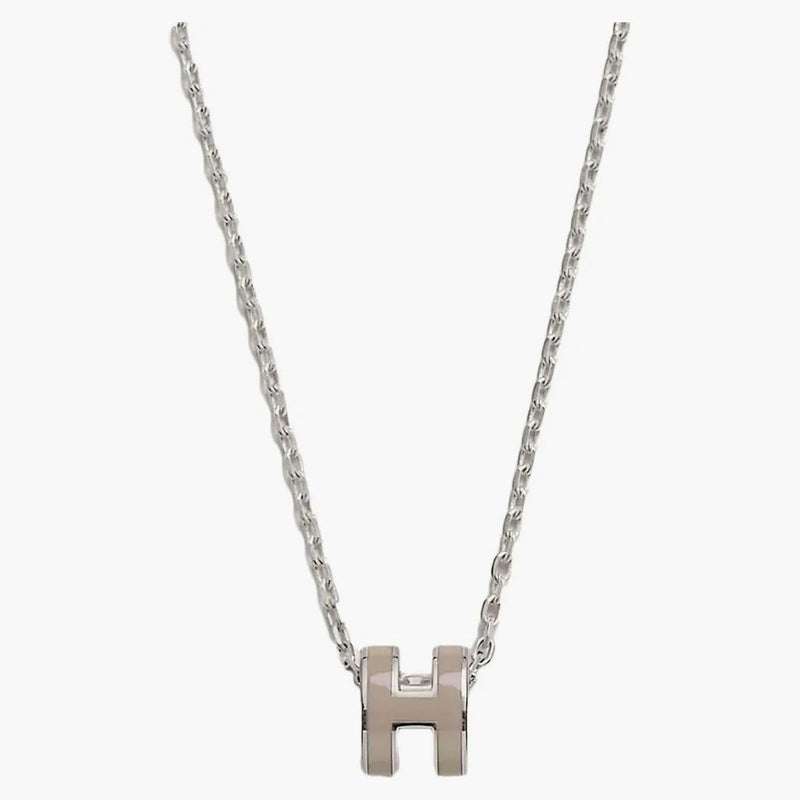 Hermes Mini Pop H H Pendant Palladium-Tone Marron Glace