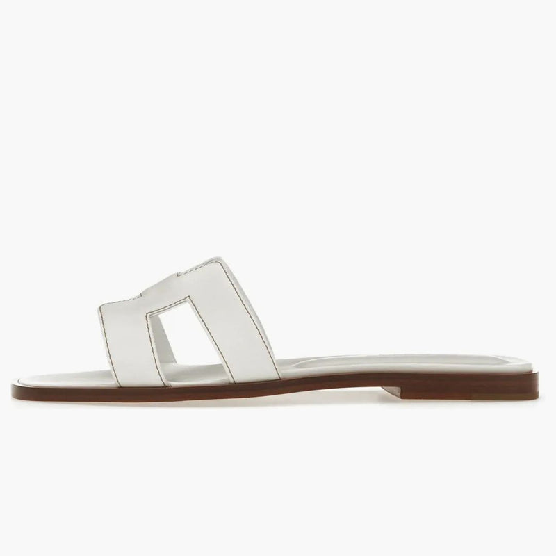 Hermes Oran Sandal Blanc Box Calfskin Leather
