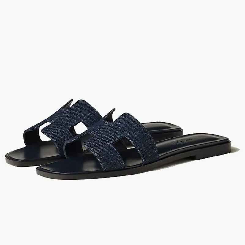 Hermes Oran Sandal Bleu Brut Denim