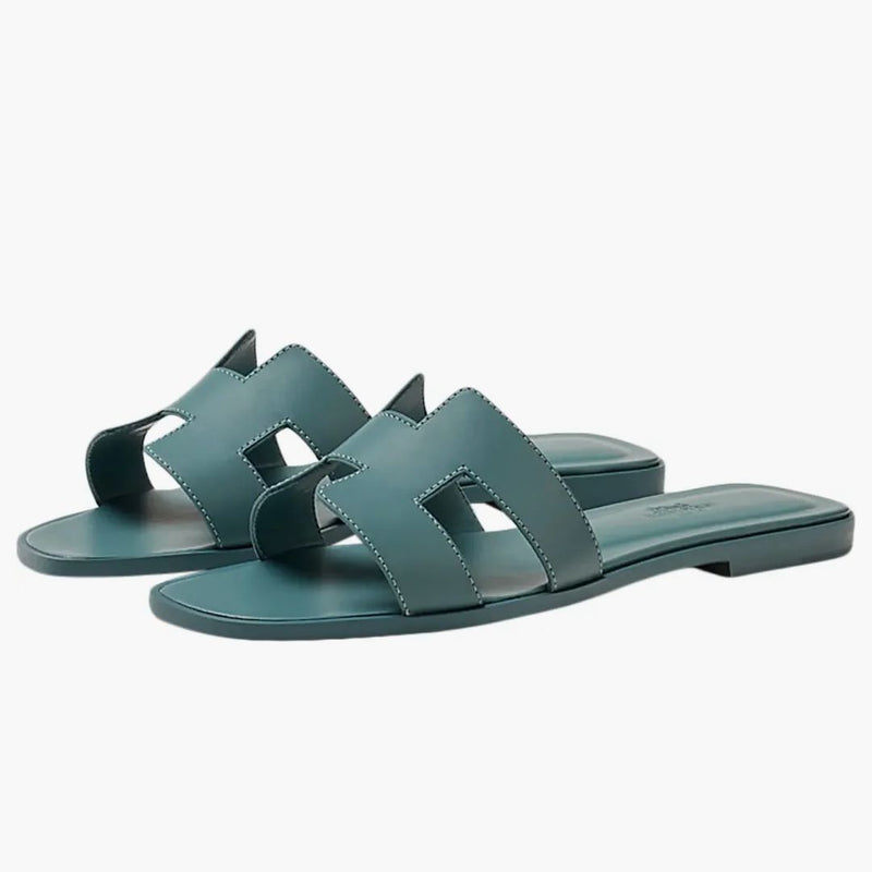 Hermes Oran Sandal Bleu Pineede Box