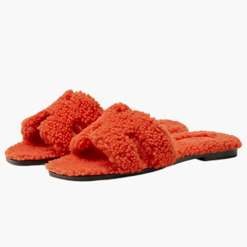 Hermes Oran Sandal Orange Woolskin