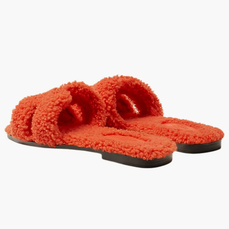 Hermes Oran Sandal Orange Woolskin