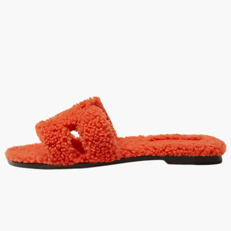 Hermes Oran Sandal Orange Woolskin