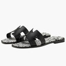 Hermes Oran Sandal Print Noir Calfskin Leather