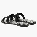 Hermes Oran Sandal Print Noir Calfskin Leather