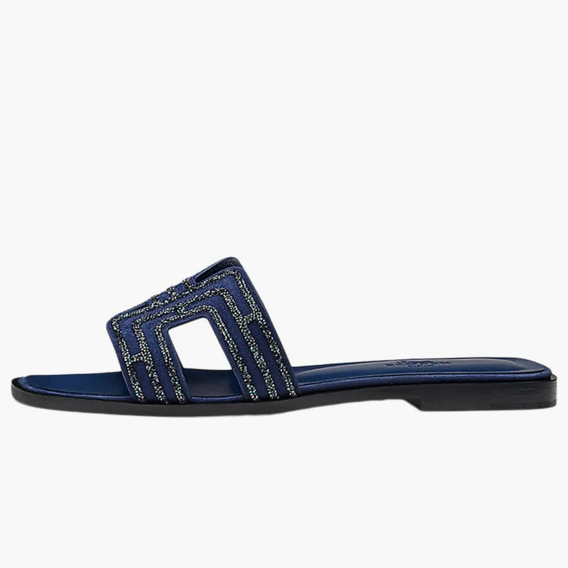 Hermes Oran Sandal Pruský modrý semišový kozí kůže