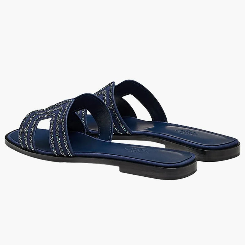 Hermes Oran Sandal Pruský modrý semišový kozí kůže