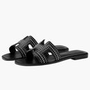 Hermes Oran Sandal Stud Noir Calfskin Leather